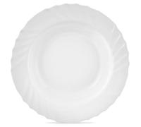 Assiette à dîner profonde en verre - ORION - LUNA - 22,5 cm - 350 ml - Verre opale blanc - Bord ondulé décoratif
