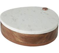 Assiette à fromage Famanu et ensemble de couverts - Blanc avec manche en bois de noyer