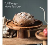 Assiette à gâteau créative en bois d'acacia, assiette à thé, présentoir de Table à Dessert, plateau de collation de fruits et de thé de l'après-midi 2PCS