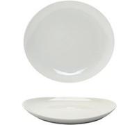 Saturnia Assiette à steak Tivoli ovale 30x28 cm lot de 6 porcelaine Blanc