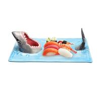 Assiette À Sushi En Forme De Requin, Plateau De Service En Céramique Peint À La Main, Plat Japonais 3 En 1 Avec Porte-sauce Soja Et Repose-baguettes, Passe Au Micro-ondes, Lave-vaisselle