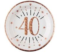 SANTEX 7348-40, Sachet de 10 Assiettes Âge étincelant métal 40 ans Rose Gold