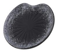 Assiette Apéritive en Céramique Noire, Motif Feuille, pour Sushi et | Design Japonerie Vintage, Surface Lisse Polie, Lavable au Lave-Vaisselle, Format 13,3x11,6x2cm pour Buffet