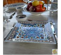 Assiette carrée Bakir turquoise - L 24 cm