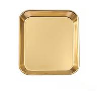 Assiette carrée épaisse en acier inoxydable 304 avec base antidérapante, plateau plat finition miroir pour barbecue coréen et salle à manger (35,6 x 40,6 cm, doré)