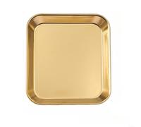 Assiette carrée épaisse en acier inoxydable 304 doré coréen pour barbecue, restauration (35,6 x 40,6 cm, doré)