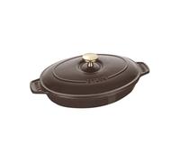 Assiette chaude avec couvercle 23 cm, Ovale, Chocolat, Fonte