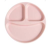 Assiette compartimentée en céramique, 20.5cm/8.07in assiette ronde Rose avec motif sourire, adaptée aux enfants, étudiants, personnes en fitness ou en régime, Compatible four, micro-ondes