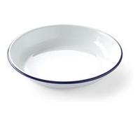 Hendi Assiette creuse en acier émaillé blanc, liseré bleu Ø220×H36 mm