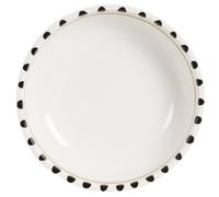Assiette creuse en céramique blanche motif marron et noir 20x6x20cm Blanc
