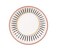Assiette creuse en céramique blanche motifs ethniques noirs et marron 20.3x5x20.3cm Blanc