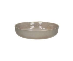 Assiette creuse en grès blanc, ronde, uni, émail réactif intérieur, texture brute extérieure - Pomax, Spiro - Ø24x6 cm