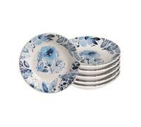 Trend'up - Assiette creuse Jardin bleu 20,5 cm - Faïence - Lot de 6