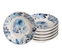 Trend'up - Assiette creuse Jardin bleu 20,5 cm - Faïence - Lot de 6