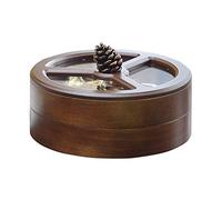 Assiette de bureau, boîte à bonbons créative américaine avec couvercle en bois, pomme pin, plat rond rotatif double couche