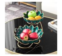 Assiette de fruits Plateau de bols de service à plusieurs niveaux en céramique, bol à fruits en céramique à 2 niveaux avec support en métal for sushi, dessert, fruits, légumes, apéritif, gâteau Bols à