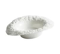 Assiette de Pâtes Creuse en Céramique, Forme Chapeau, 10 Pouces, Blanc | Finition Lisse Miroir, Résistante aux Chocs, Légère, pour Snacks et Steaks, Restaurant et Ktv