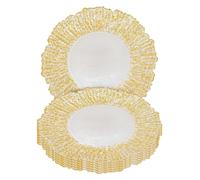 Assiette de présentation dorée en verre, élégante, 33 cm - Lot de 6
