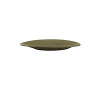 Assiette de présentation en grès khaki, ovale, émail moucheté - Pomax, Bosque - 40x27x4 cm