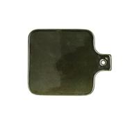 Assiette de présentation en grès vert foncé, carrée, uni - Pomax, Spiro - 20x16x1 cm