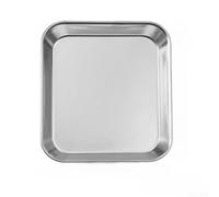 Assiette de service en acier inoxydable 304, plat carré épais avec finition polie pour barbecue coréen, hôtel et cuisine (35,6 x 40,6 cm, argenté)