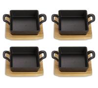 Assiette de service en fonte, ensemble de 4 pièces, avec plateau de service, 12,5 x 18,5 cm