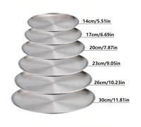 Assiette de service ronde en acier inoxydable - Plateau métallique à finition brossée pour salade, pizza, steak & dessert - Vaisselle facile à nettoyer pour fête & vacances - Argent 23 cm/9,06 pouces