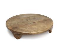 Assiette de service ronde en bois de manguier - 38 cm - XL - Plateau de service en bois massif avec pieds - Plateau à bougie - Décoration de table - Plateau en bois de manguier - Plateau en bois de