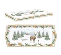 Assiette de service WHITE FOREST forêt d'hiver 35x15cm porcelaine en GB Easy Life