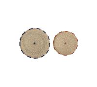 Assiette décorative en fibres naturelles beige, ronde, uni, avec rebord - Bloomingville, Eloie - Ø26x2 cm