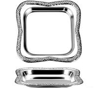 Assiette décorative en métal, carré gaufré, bol élégant pour bijoux, collations et gâteaux, pour plateau de service robuste en or ou argent, 9,5 cm (argent)