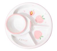 Assiette divisée en céramique de 8 pouces-assiette à Dessert réutilisable à 4 compartiments, joli plateau de fruits (1 pièce)(Pink)