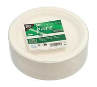 Assiette en canne à sucre Ø 18 cm, blanche - Lot de 50