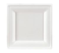 Assiette en canne à sucre 20 x 20 cm, blanche - Lot de 50
