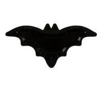 Assiette en carton Halloween noir en chauve-souris 37.5 x 19 cm (x10) REF/7822 noir G