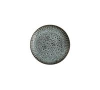 Assiette en céramique bleu, ronde, à motifs, lave-vaisselle, micro-ondes - Madam Stoltz, Mer - Ø22x3 cm
