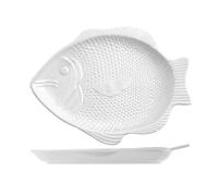 Assiette En Forme De Poisson En Céramique Blanche De 37X28 Cm