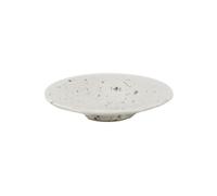 Assiette en grès blanc, ronde, émaillée, effet moucheté - Pomax, Bosque - Ø13x2 cm
