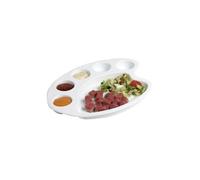 Assiette en porcelaine style palette de peintre - L 29,5 x l 25,8 x H 4 cm - Blanc