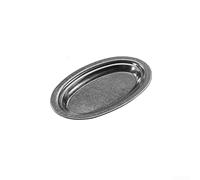 Assiette ovale rétro en acier inoxydable très résistant pour restaurant, barbecue, plateau de grill flocon de neige finition grise base épaisse pour viande, poisson, 26 cm (2 argentés)
