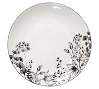 Assiette plate Ø. 27 cm WHITE FLORAL Blanc / Noir