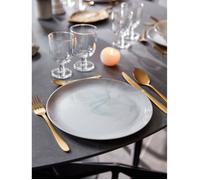 Assiette Plate Grise 25cm Diwali Marble - Luminarc - Verre Opale Extra Résistant