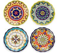 Assiette Plate à Dîner, Assiettes de 4 Pièces, Grande Assiette en Céramique - 27cm, Style Multicoloré, Passe au Assiettes SALADIER