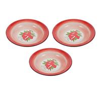 assiette plate, Assiettes à dîner divisées, assiette de contrôle du régime, assiettes, plateau en métal 3 pièces, émail rétro, collation style chinois, service, nourriture festival(16X16X2.5CM)