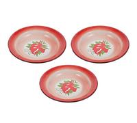 assiette plate, Assiettes à dîner divisées, assiette de contrôle du régime, assiettes, plateau en métal 3 pièces, émail rétro, collation style chinois, service, nourriture festival(18X18X2.5CM)