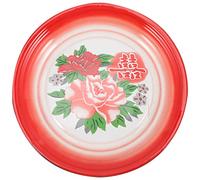 assiette plate, Assiettes à dîner divisées, assiette de contrôle du régime, assiettes, rouges, plateau en métal, émaillées, vaisselle émail style chinois, salade ronde classique