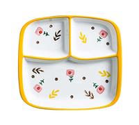 assiette plate, Assiettes à dîner divisées, assiette de contrôle régime, assiettes, for adultes, des portions en céramique for la perte poids - rouge 3 compartiments(Yellow)