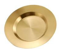 Assiette Plate Dorée en Acier Inoxydable pour Pâtes et Desserts | Forme Classique, Surface Lisse et Brillante, Centre Creux Anti-débordement, Adaptée au Camping, Barbecue, Banquets