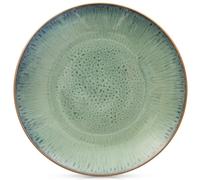 Assiette plate en céramique - ORION - 27 cm - Vert - Émail moucheté - Compatibilité lave-vaisselle