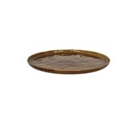 Assiette plate en grès marron, ronde, uni, glaçure réactive - Pomax, Spiro - Ø27xH1,5 cm